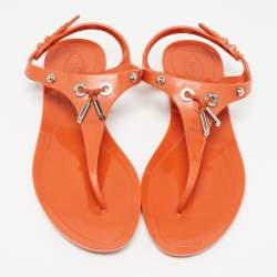 Tod's Orange Rubber Thong Flat Sandals Size 38