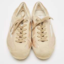 Tod's Grey/Beige Suede and Leather Low Top Sneakers Size 37.5