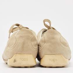 Tod's Grey/Beige Suede and Leather Low Top Sneakers Size 37.5