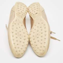 Tod's Grey/Beige Suede and Leather Low Top Sneakers Size 37.5