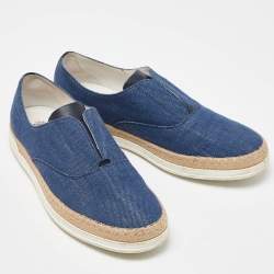 Tod's Blue Denim Francesina Slip On Espadrille Sneakers Size 36.5