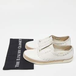 Tod's White Leather Espadrille Flat Size 38