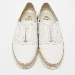 Tod's White Leather Espadrille Flat Size 38