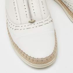 Tod's White Leather Espadrille Flat Size 38