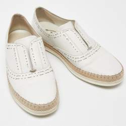 Tod's White Leather Espadrille Flat Size 38