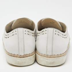 Tod's White Leather Espadrille Flat Size 38