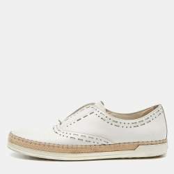 Tod's White Leather Espadrille Flat Size 38