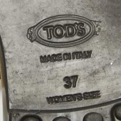 Pre Owned Tod's Black Rubber Slingback Thong Flats Size 37