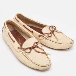 Pre Owned حذاء لوفرز تودز غومينو جلد بني فاتح مقاس 37