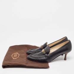 Pre Owned Tod's Black Leather Loafer Pumps Size 39.5