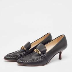 Pre Owned Tod's Black Leather Loafer Pumps Size 39.5