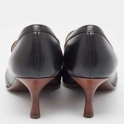 Pre Owned Tod's Black Leather Loafer Pumps Size 39.5