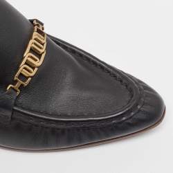 Pre Owned Tod's Black Leather Loafer Pumps Size 39.5