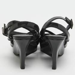 Tod's Black Patent Leather Strappy Platform Sandals Size 39