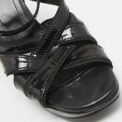 Tod's Black Patent Leather Strappy Platform Sandals Size 39