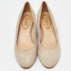 Tod's Beige Suede Wedge Pumps Size 36.5