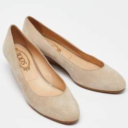 Tod's Beige Suede Wedge Pumps Size 36.5