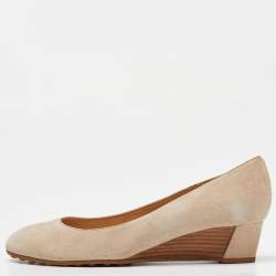 Tod's Beige Suede Wedge Pumps Size 36.5