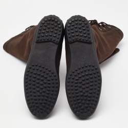 Pre Owned Tod's Brown Nubuck Leather Calf Length Boots Size 40.5