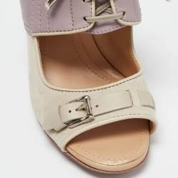 Tods Grey/Purple Suede and Leather Ankle Strap Sandals Size 37