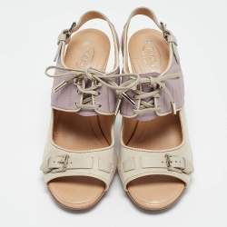 Tods Grey/Purple Suede and Leather Ankle Strap Sandals Size 37