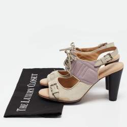 Tods Grey/Purple Suede and Leather Ankle Strap Sandals Size 37