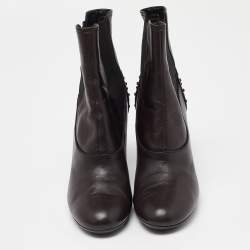 Tod's Brown Leather Ankle Booties Size 37.5