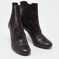 Tod's Brown Leather Ankle Booties Size 37.5