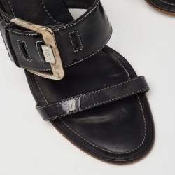 Tod's Black Patent Leather Buckle Detail Open Toe Sandals Size 40