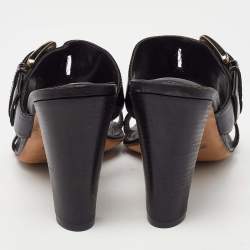 Tod's Black Patent Leather Buckle Detail Open Toe Sandals Size 40