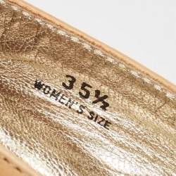 Pre Owned Tod's Green/Tan Snakeskin And Leather Loafers Size 35.5