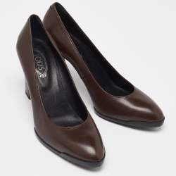 Tod's Brown Leather Block Heel Pumps Size 38