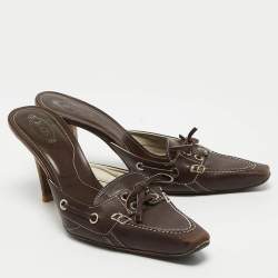 Tod's Brown Leather Bow Mules Size 40