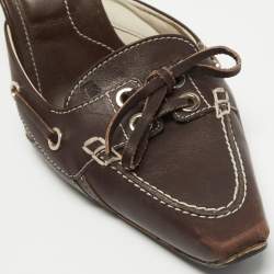 Tod's Brown Leather Bow Mules Size 40