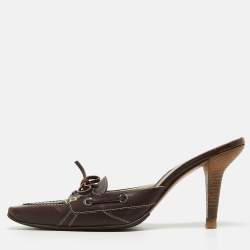 Tod's Brown Leather Bow Mules Size 40