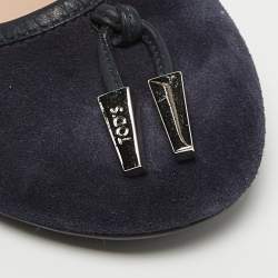 Tod's Navy Blue Suede Studded Ballet Flats Size 37.5