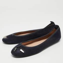 Tod's Navy Blue Suede Studded Ballet Flats Size 37.5