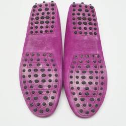 Pre Owned Tod's Purple Suede Gommino Loafers Size 37.5