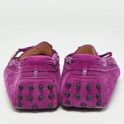Pre Owned Tod's Purple Suede Gommino Loafers Size 37.5