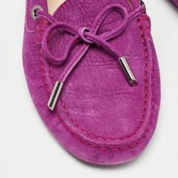 Pre Owned Tod's Purple Suede Gommino Loafers Size 37.5