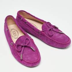 Pre Owned Tod's Purple Suede Gommino Loafers Size 37.5