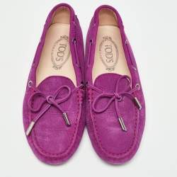 Pre Owned Tod's Purple Suede Gommino Loafers Size 37.5