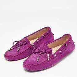 Pre Owned Tod's Purple Suede Gommino Loafers Size 37.5