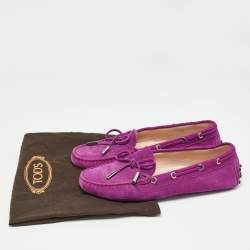 Pre Owned Tod's Purple Suede Gommino Loafers Size 37.5