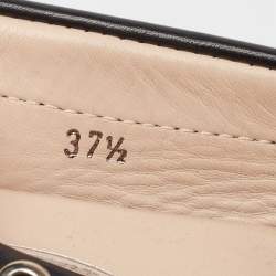 Pre Owned Tod's Black Leather Logo Bow Loafers Size 37.5