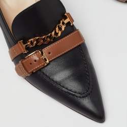 Pre Owned حذاء كعب عالى لوفرز تودز بينى مقدمة مدببة جلد أسود 36