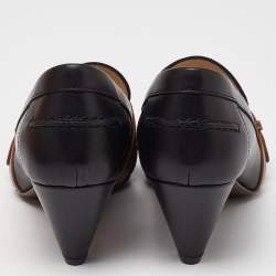 Pre Owned حذاء كعب عالى لوفرز تودز بينى مقدمة مدببة جلد أسود 36