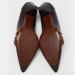 Pre Owned حذاء كعب عالى لوفرز تودز بينى مقدمة مدببة جلد أسود 36