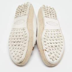 Tod's White Leather Studded Slip On Espadrille Flats Size 35