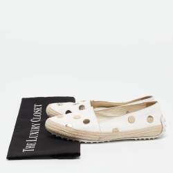 Tod's White Leather Studded Slip On Espadrille Flats Size 35